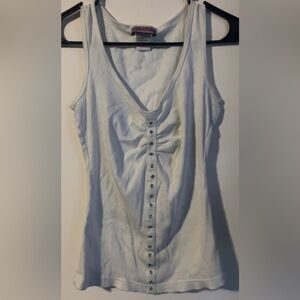 L.A Kitty Scrunched White X-Large Women’s Tank Top